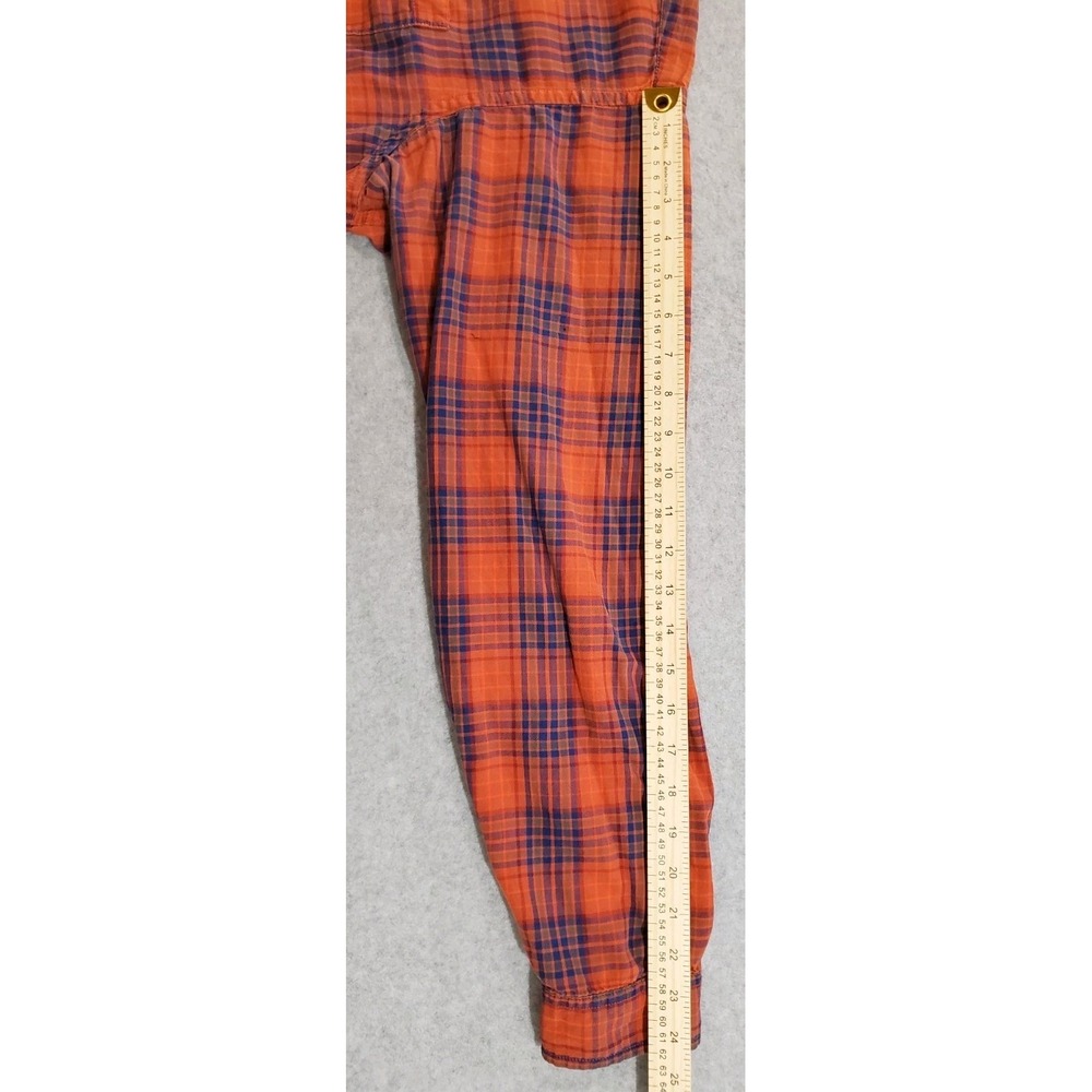 Patagonia Orange and Blue Plaid Casual Button Down Shirt - Picture 4 of 10